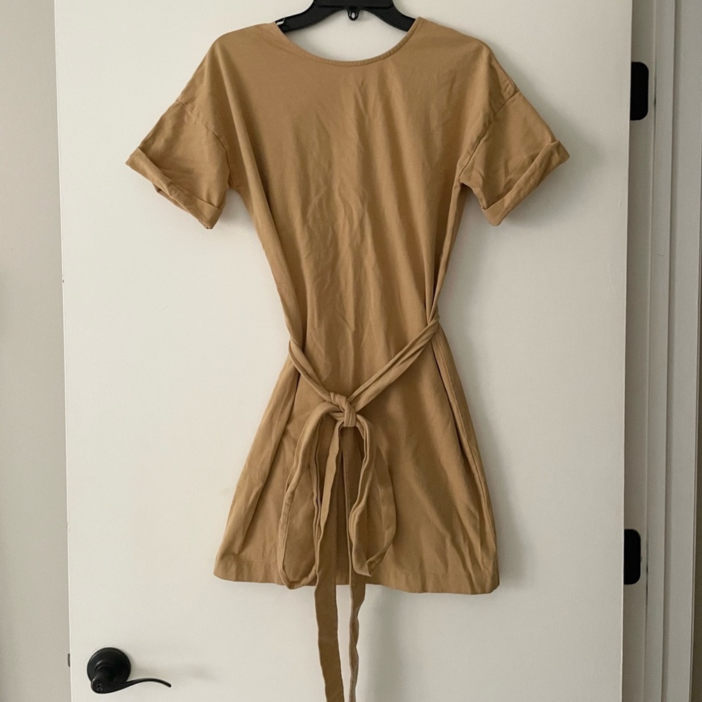 Zara Tan Tunic Dress with Tie